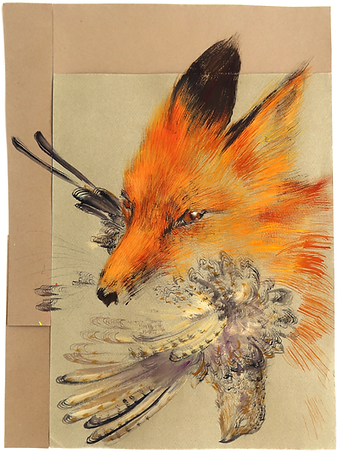 Fox With Prairie Chicken